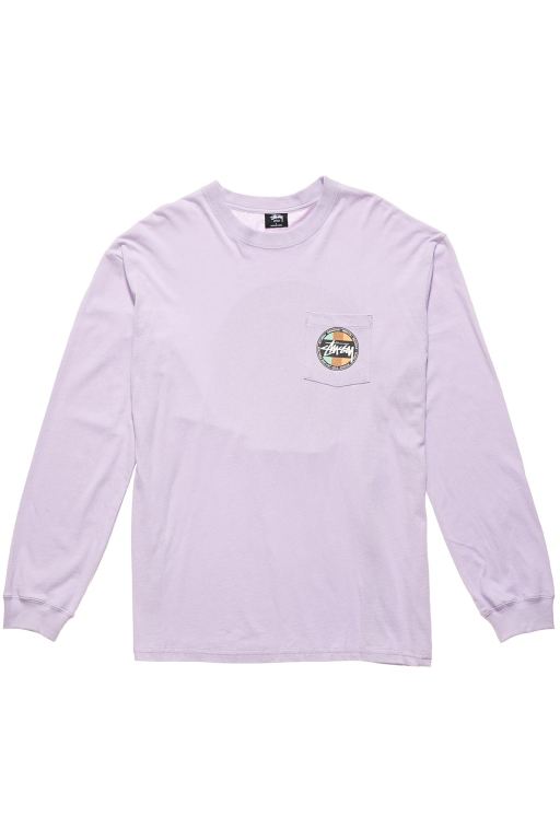 Stussy Mens Surf Dot Pocket Tee Long Sleeve T Shirt Pink - VXQNK8320